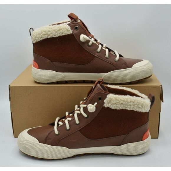 Sperry Womens Size 10 Pier Wave Wool Tan High Top Sneakers Booties Shoes - Picture 4 of 11